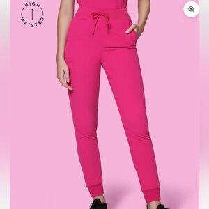 Mandala Scrubs High Waisted Joggers in Hot Pink (Petite Small)